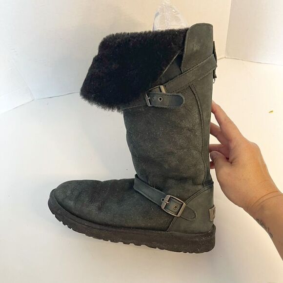 UGG 1003189 Ciera Tall Convertible Bucket Suede Sheepskin Leather Riding Boots - Picture 5 of 12